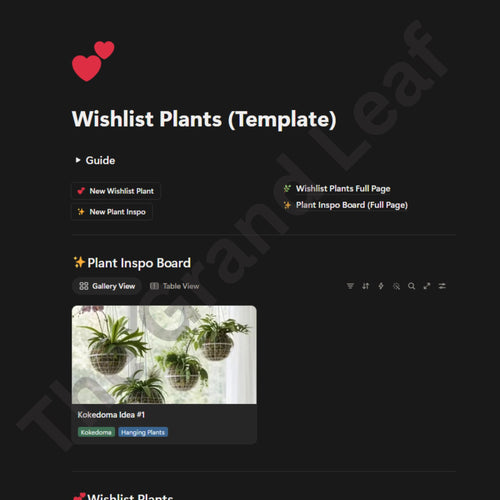 The Ultimate Plant Wishlist Tracker — Digital Notion Template