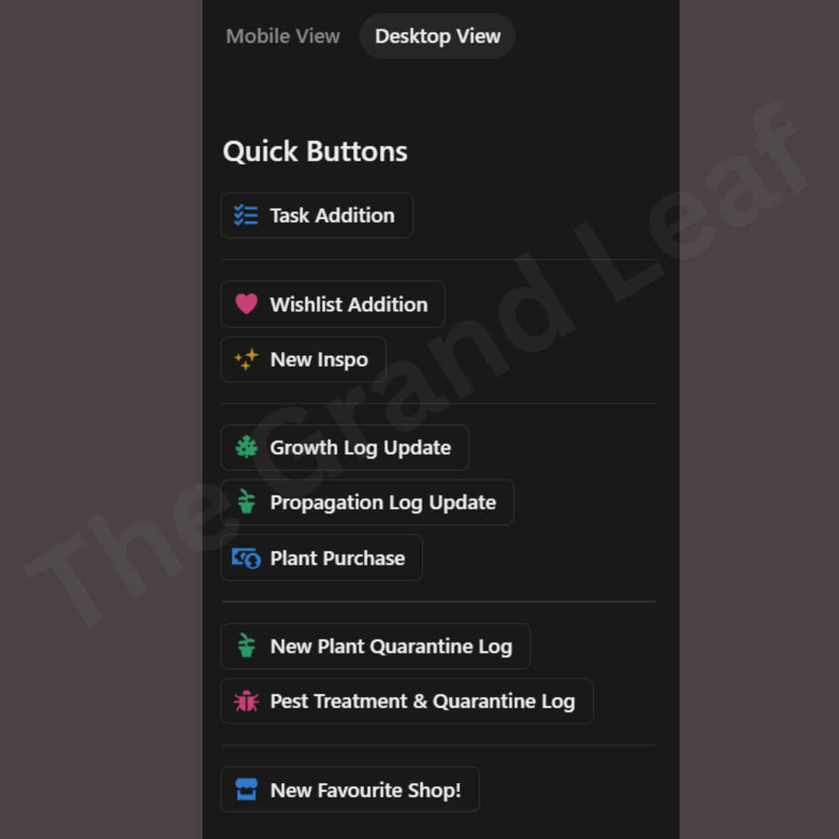 The Plant Collector's Toolkit - Notion Template