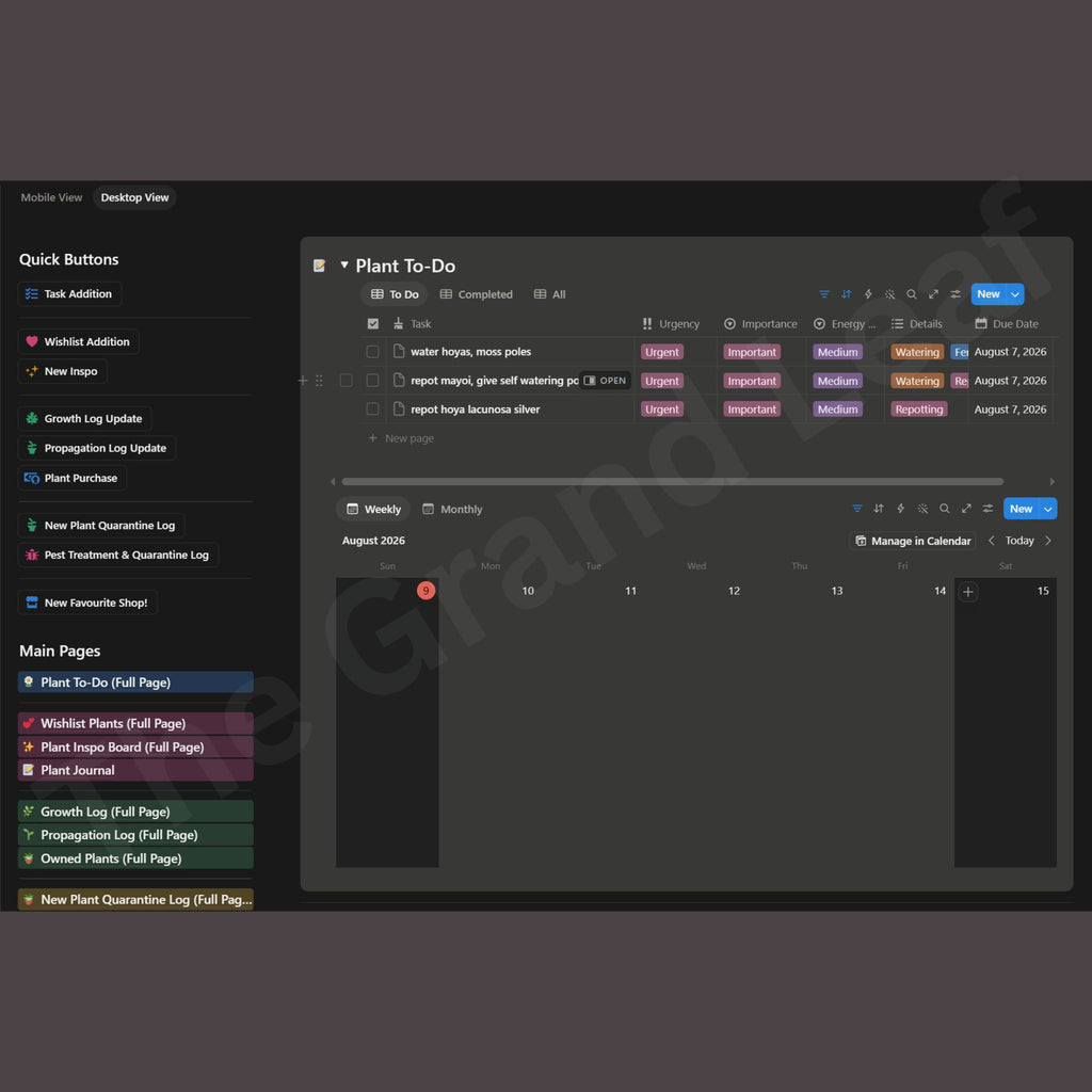 The Plant Collector's Toolkit - Notion Template