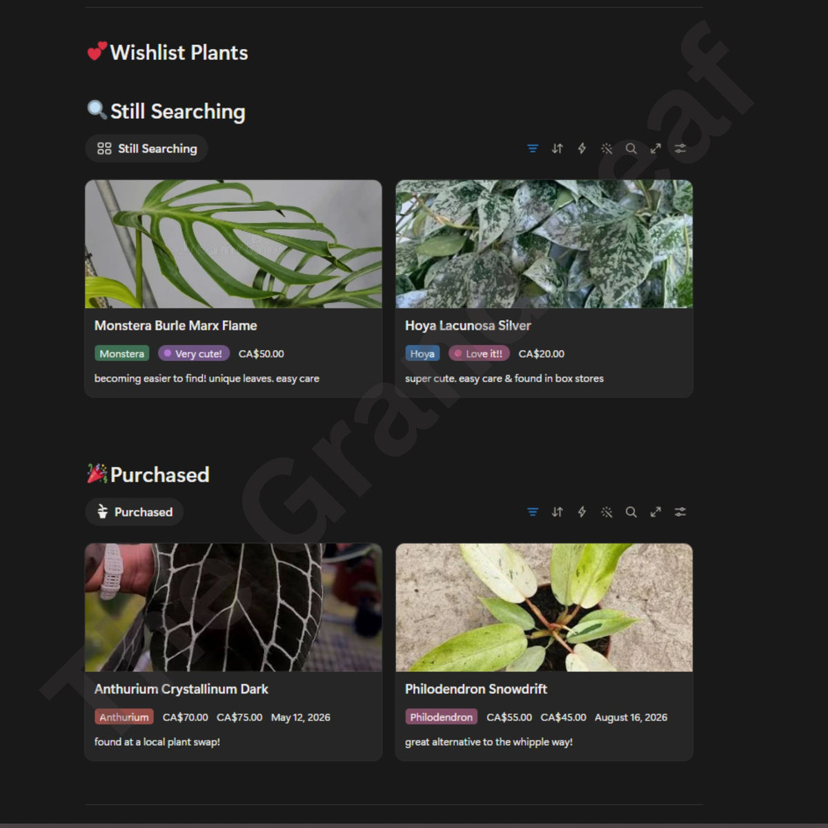 The Ultimate Plant Wishlist Tracker — Digital Notion Template