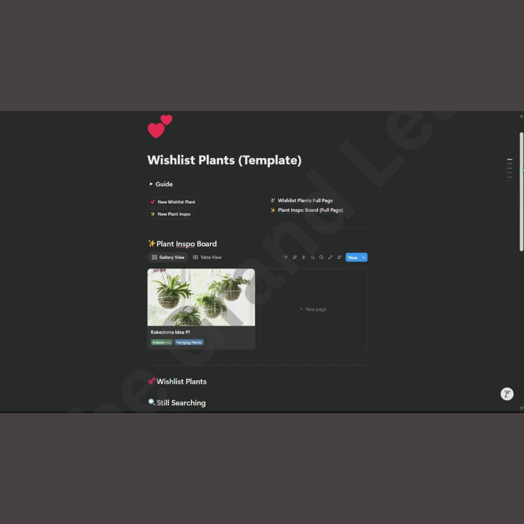 The Ultimate Plant Wishlist Tracker — Digital Notion Template