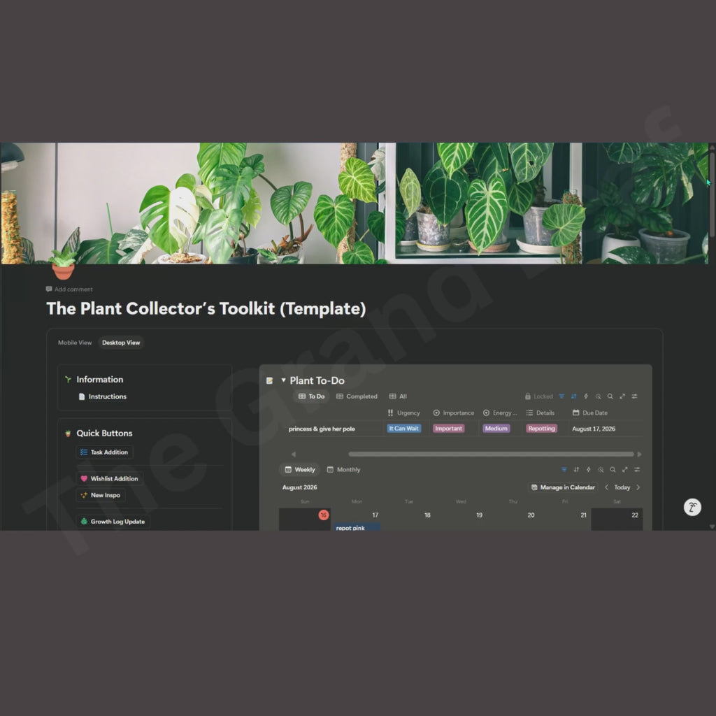 The Plant Collector's Toolkit - Notion Template