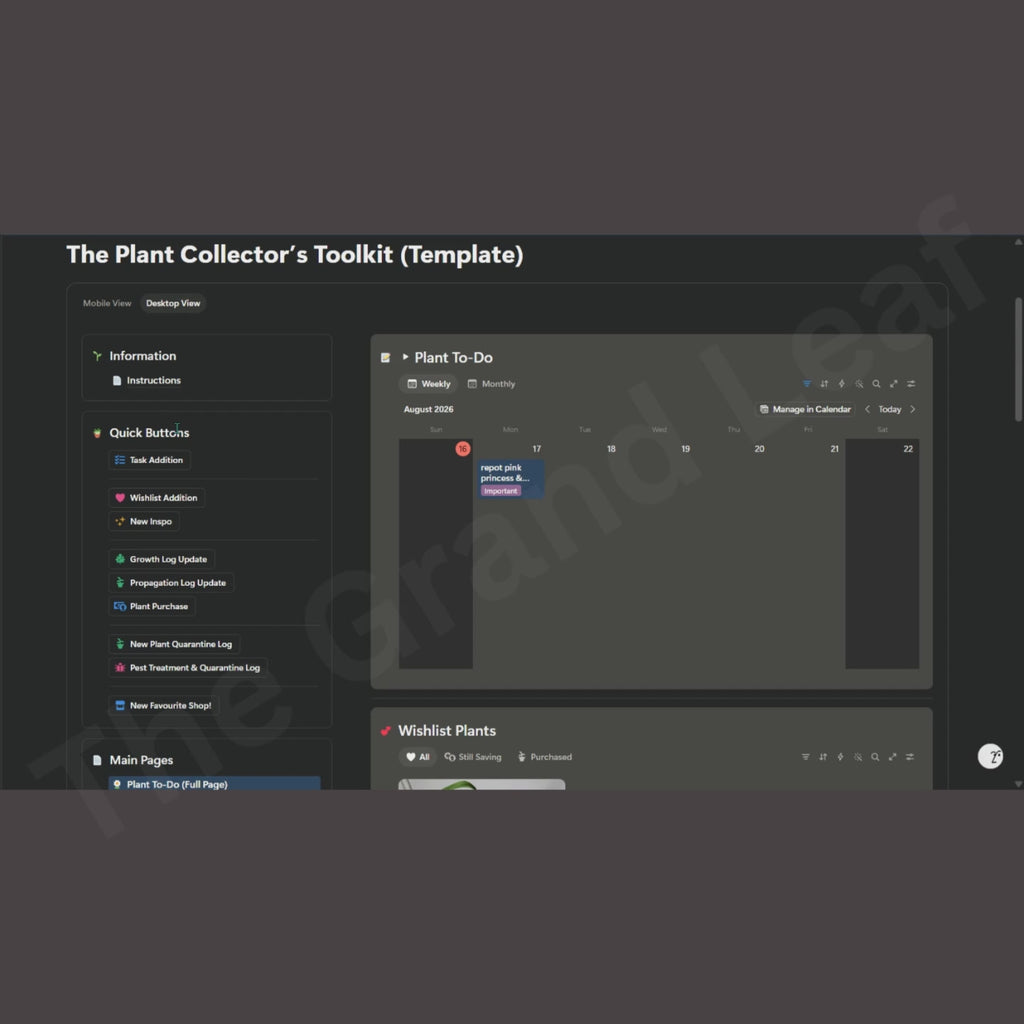 The Plant Collector's Toolkit - Notion Template