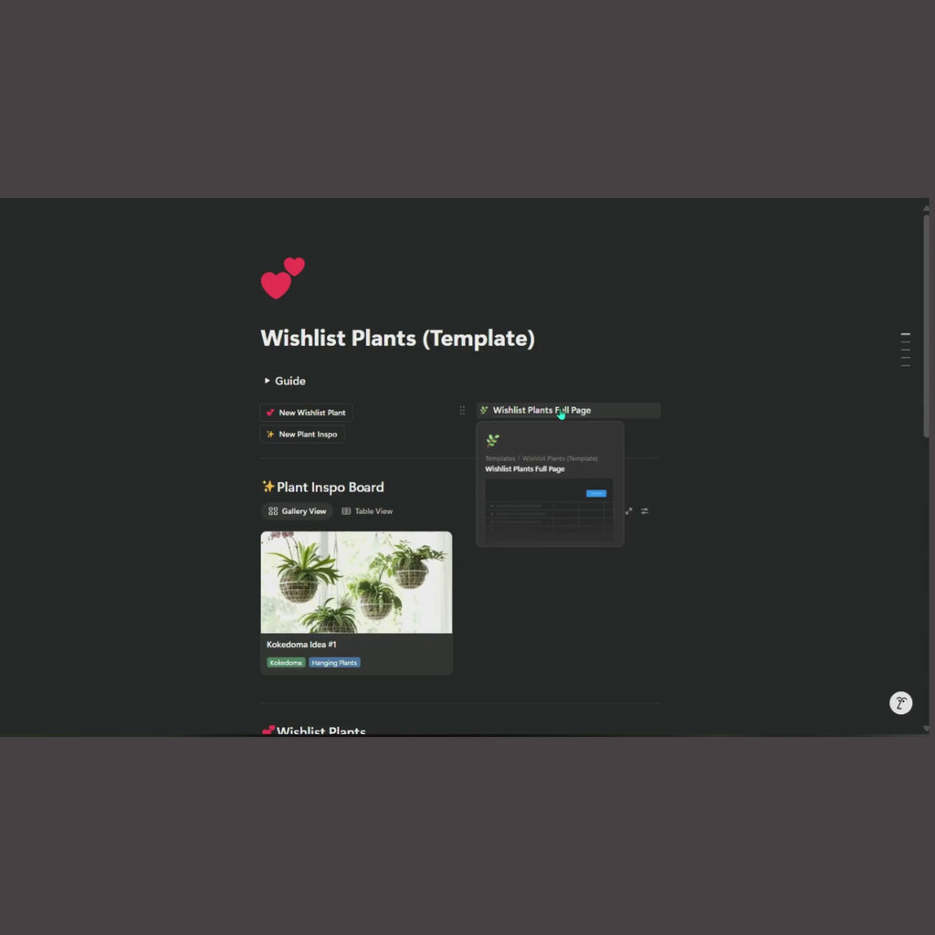 The Ultimate Plant Wishlist Tracker — Digital Notion Template